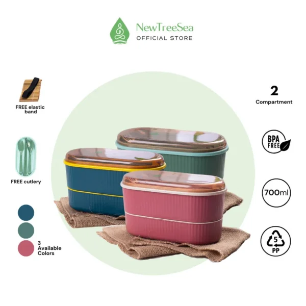 Lunch Box Bento Set Ukuran 700ml - BPA Free - Food Grade